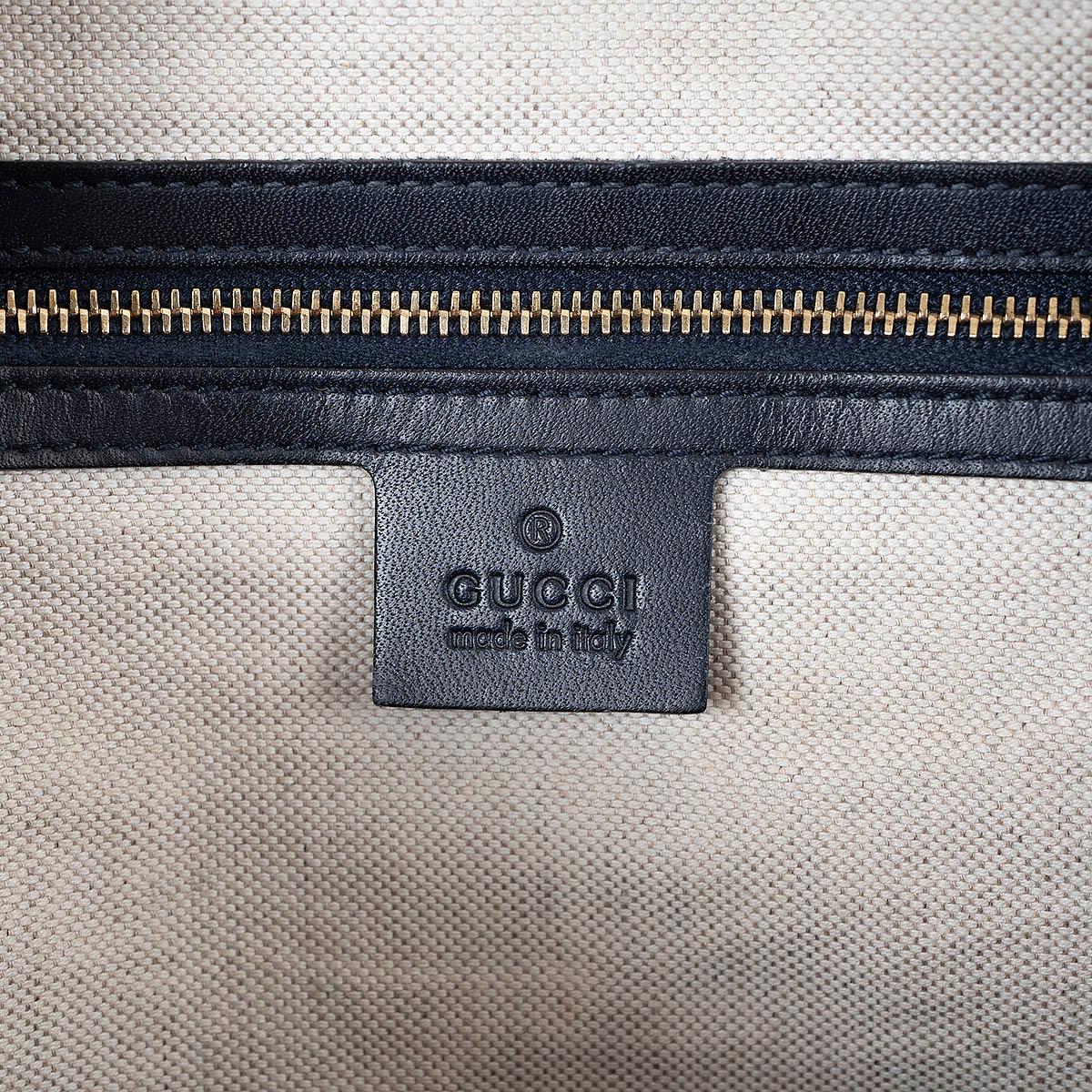 GUCCI navy blue GG canvas WEB BOSTON Shoulder Bag For Sale 3