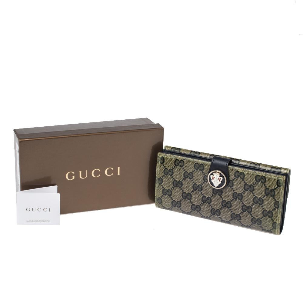 Gucci Navy Blue GG Crystal Coated Canvas Voyager Continental Wallet 7