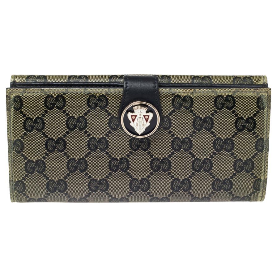 Gucci Navy Blue GG Crystal Coated Canvas Voyager Continental Wallet