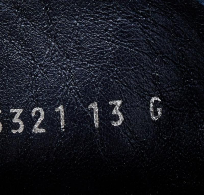 Men's Gucci Navy Blue GG Imprime Canvas And Leather Low Top Sneakers Size 47 For Sale