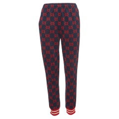 Gucci Navy Blue GG Patterned Cotton Drawstring Joggers S