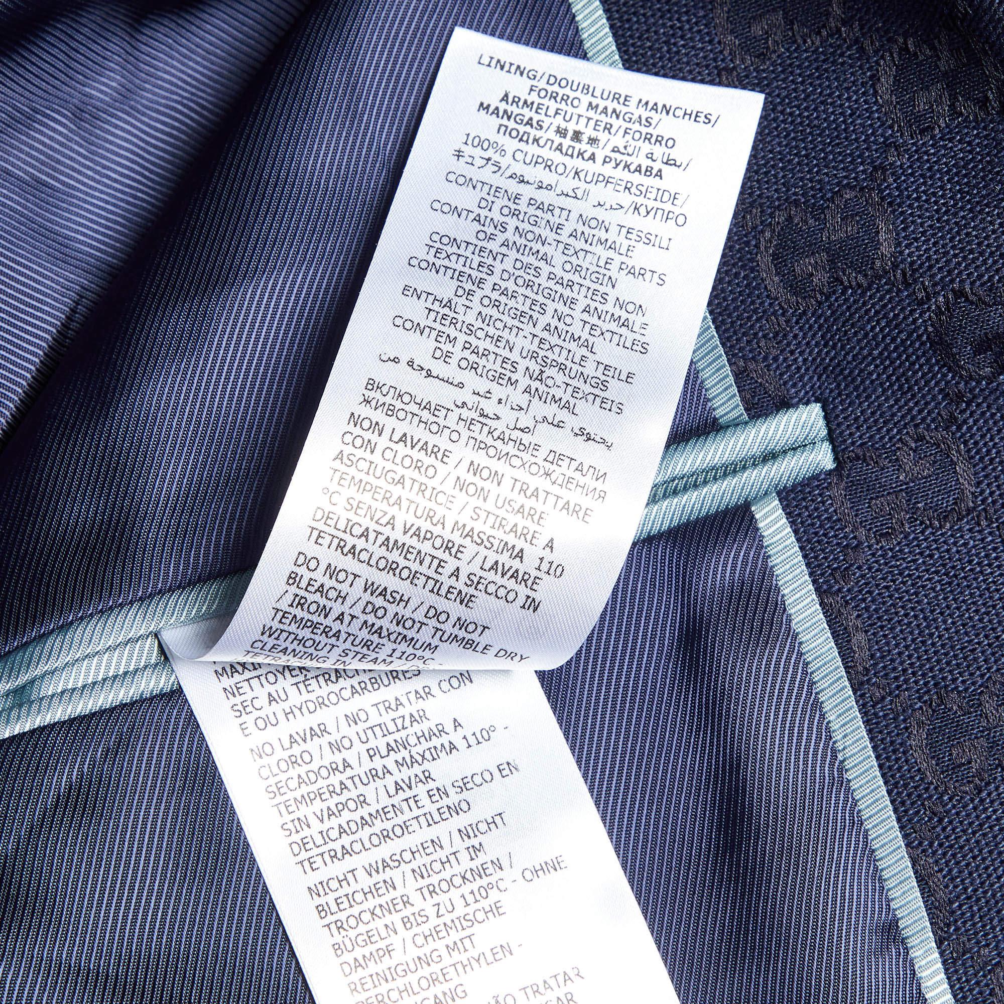 Gucci Navy Blue GG Supreme Jacquard Cotton Blend Blazer XXL 2