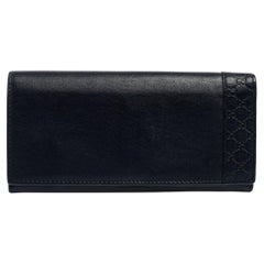 Gucci Navy Blue Guccissima Leather Flap Long Wallet