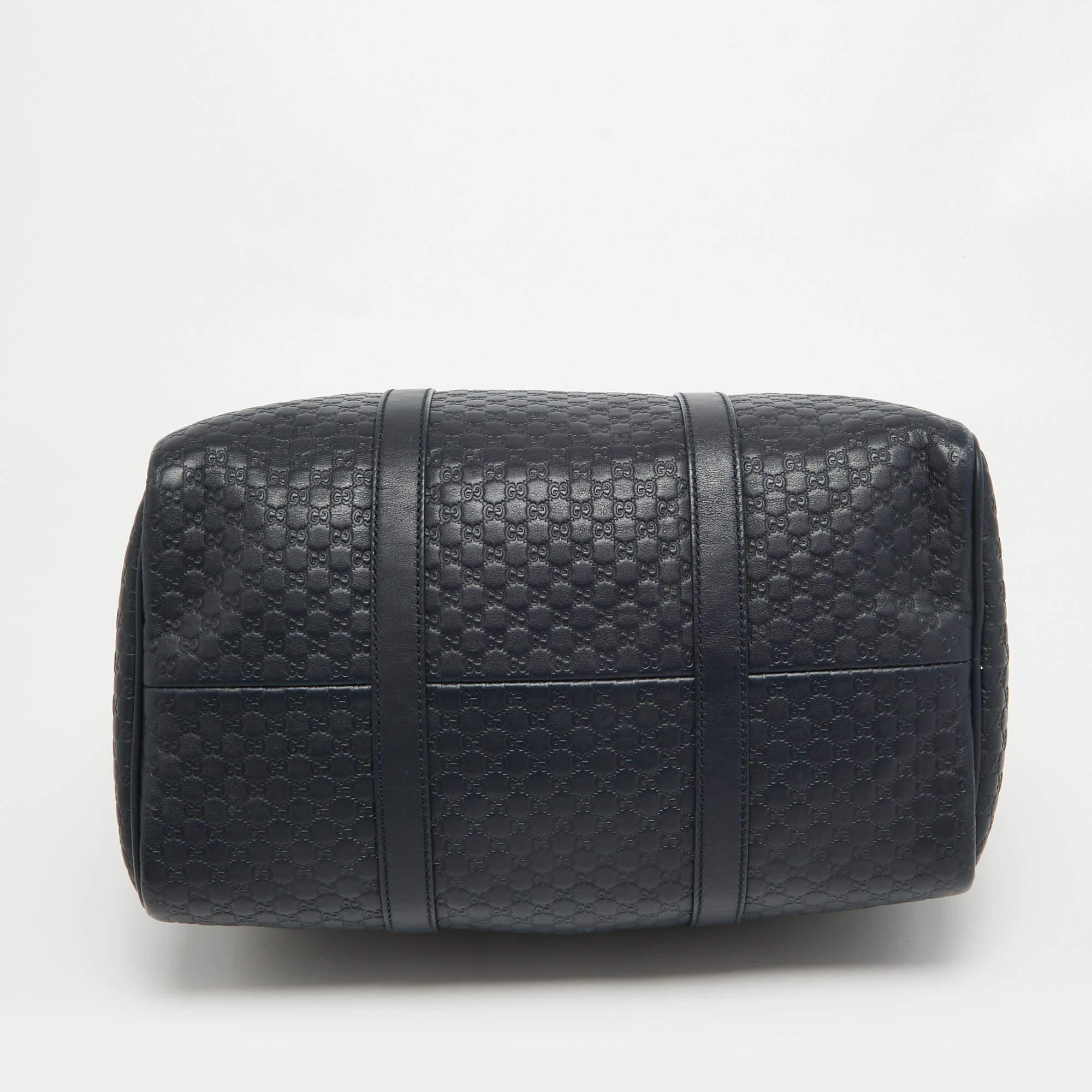 Gucci Navy Blue Guccissima Leather Medium Joy Boston Bag For Sale 7