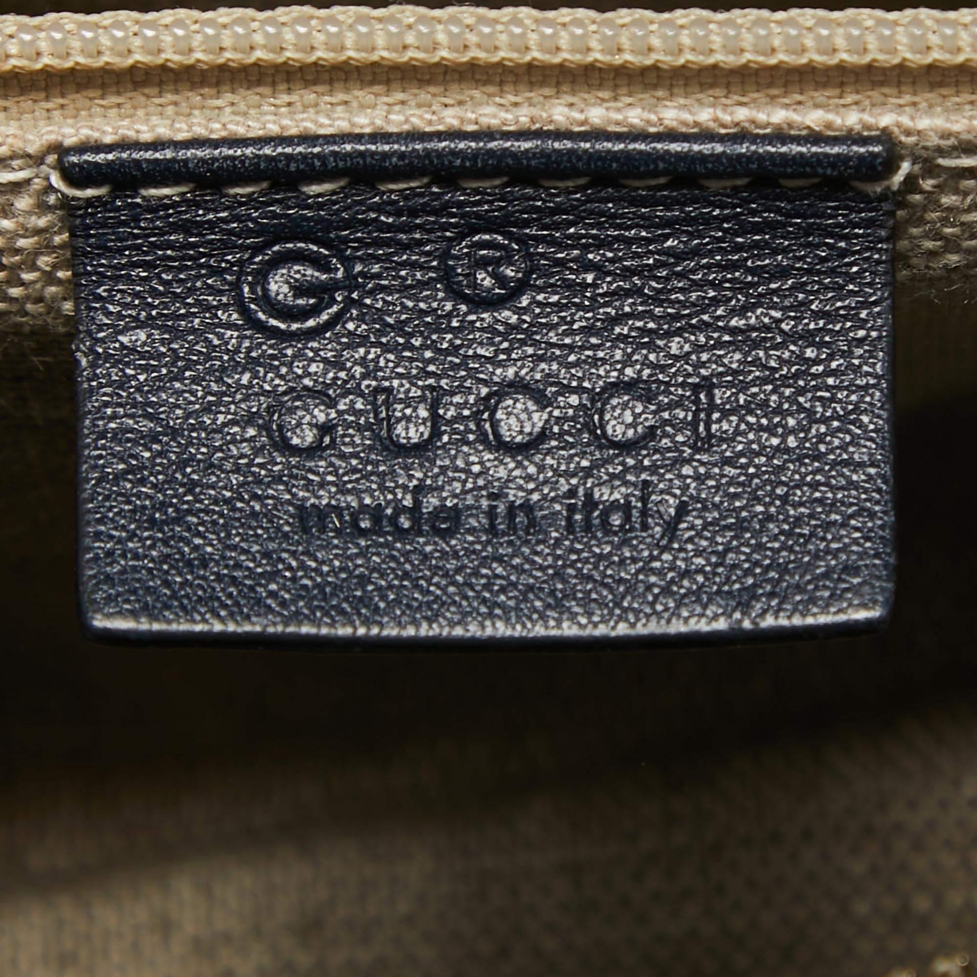 Gucci Navy Blue Guccissima Leather Medium Joy Boston Bag For Sale 1