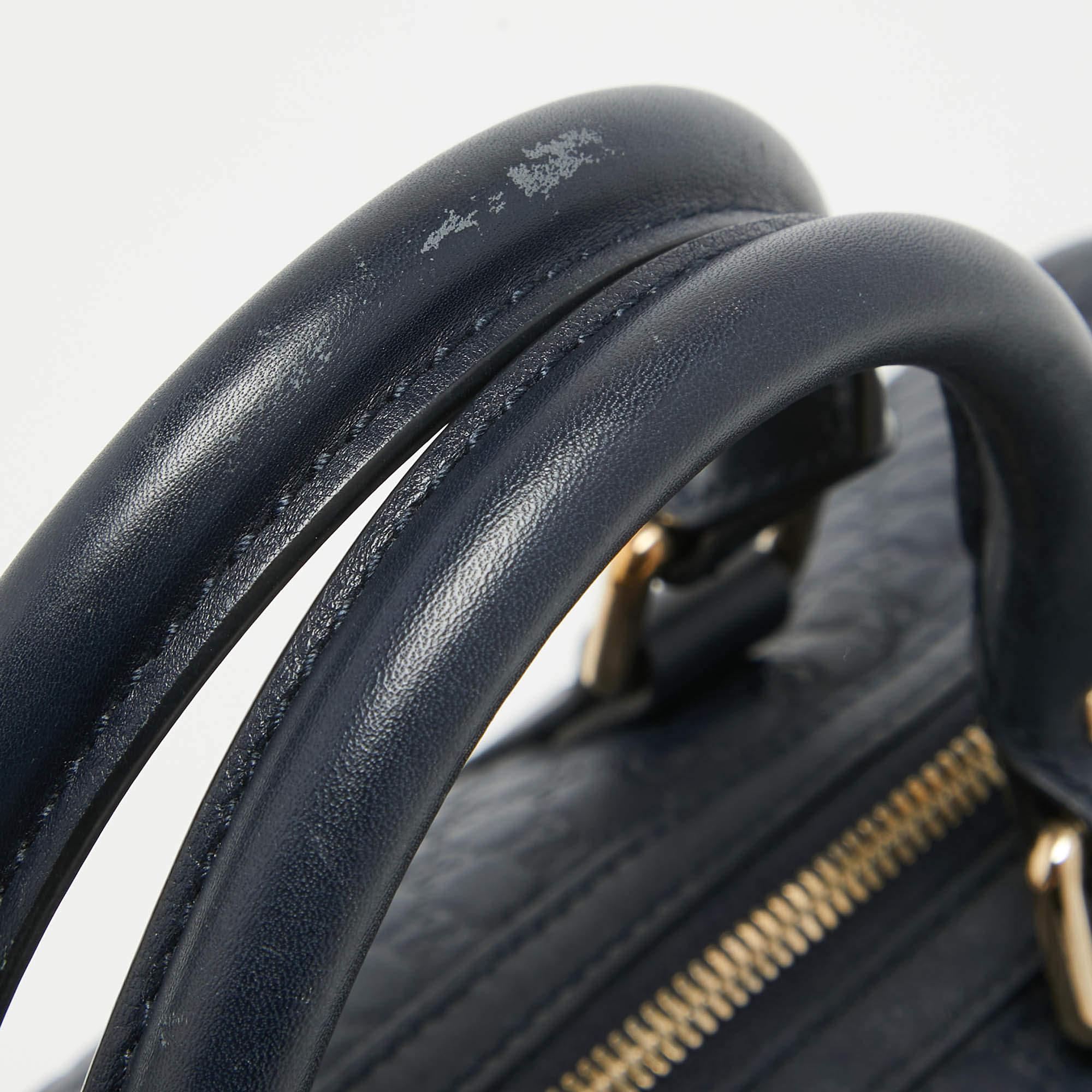 Gucci Navy Blue Guccissima Leather Medium Joy Boston Bag For Sale 3
