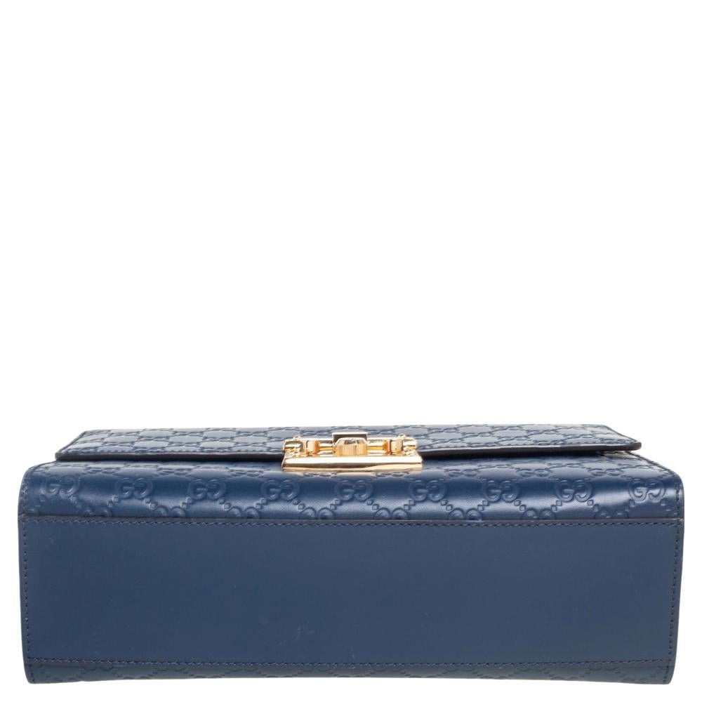 Gucci Navy Blue Guccissima Leather Medium Padlock Shoulder Bag 3