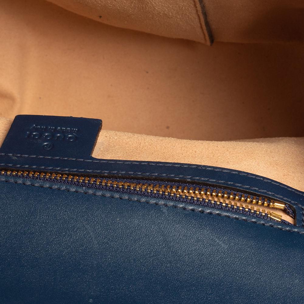 Women's Gucci Navy Blue Guccissima Leather Medium Padlock Shoulder Bag