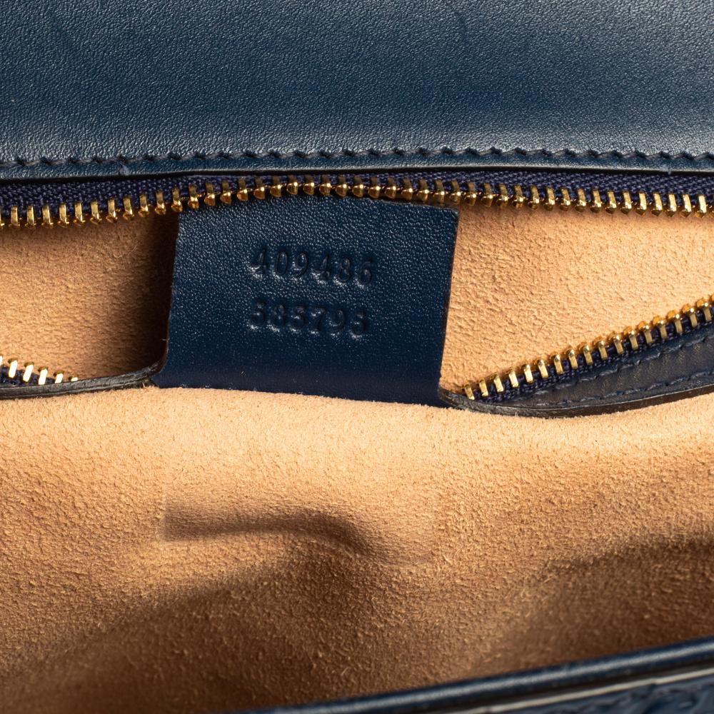 Gucci Navy Blue Guccissima Leather Medium Padlock Shoulder Bag 1
