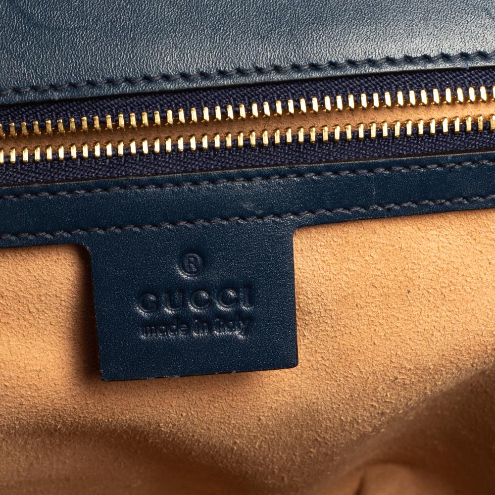 Gucci Navy Blue Guccissima Leather Medium Padlock Shoulder Bag 2