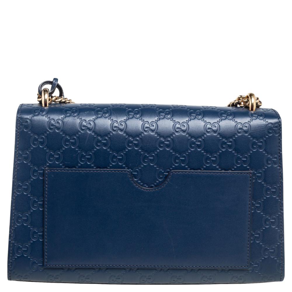 Gucci Navy Blue Guccissima Leather Medium Padlock Shoulder Bag 2