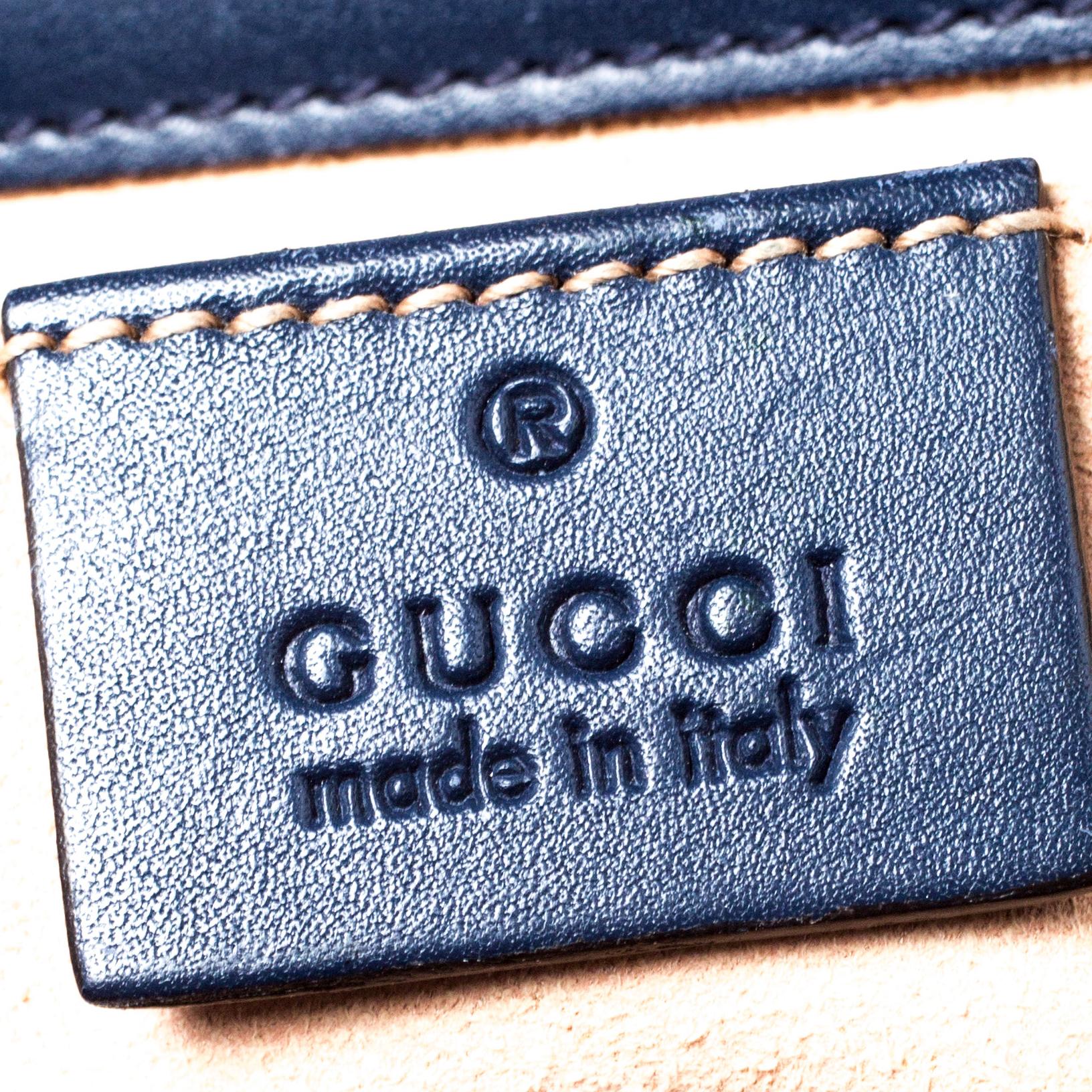 Black Gucci Navy Blue Guccissima Leather Small Padlock Shoulder Bag