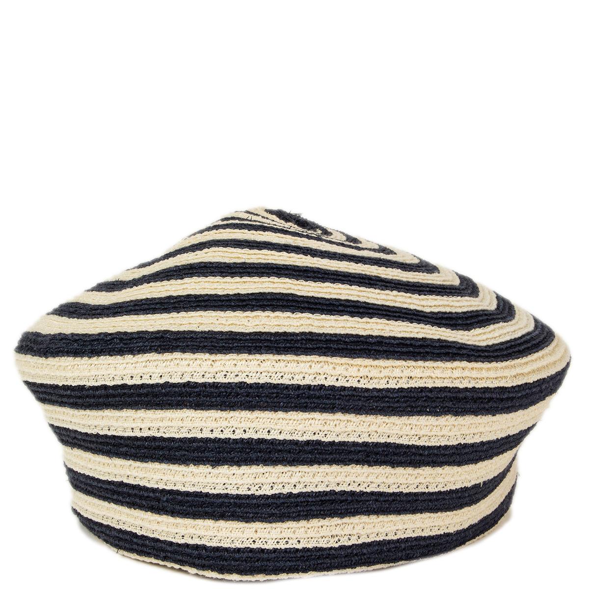 100% authentic Gucci woven hemp and cotton-blend beret features navy and off-white stripes and an internal black grosgrain browband to keep it in place. Brand new without tag.

Measurements
Tag Size	57 
Size	M
Inside Circumference	54cm (21.1in)

All