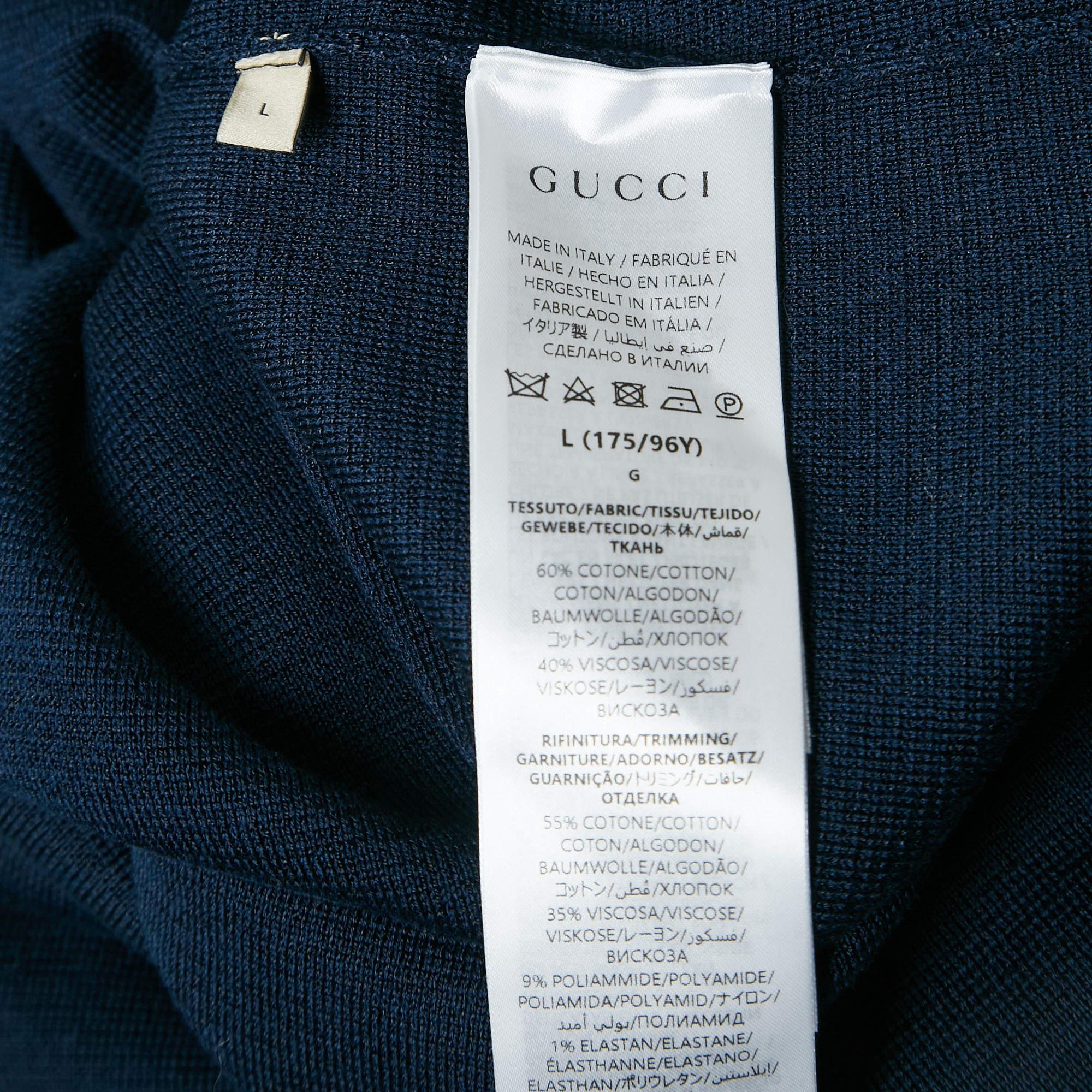 Women's Gucci Navy Blue Knit Embroidered Mini Dress L