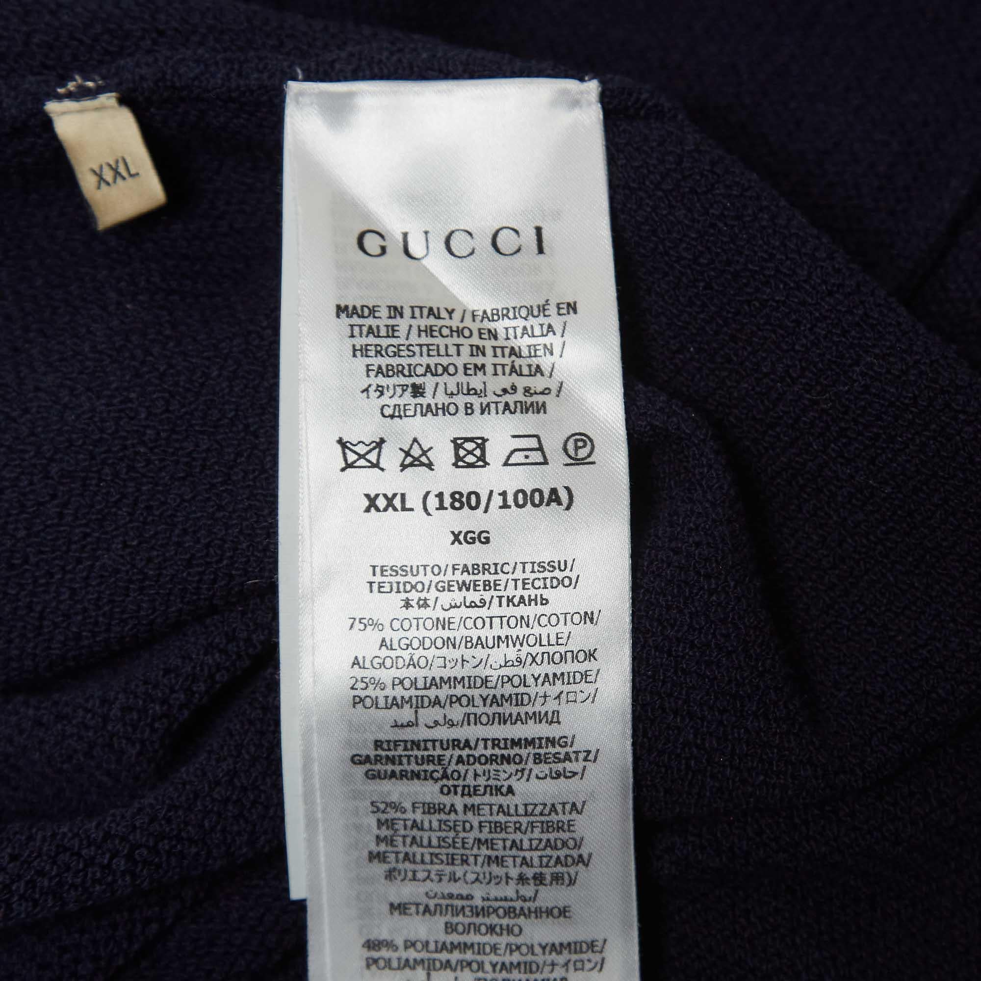 Gucci Navy Blue Knit Polo Midi Dress XXL In Good Condition In Dubai, Al Qouz 2