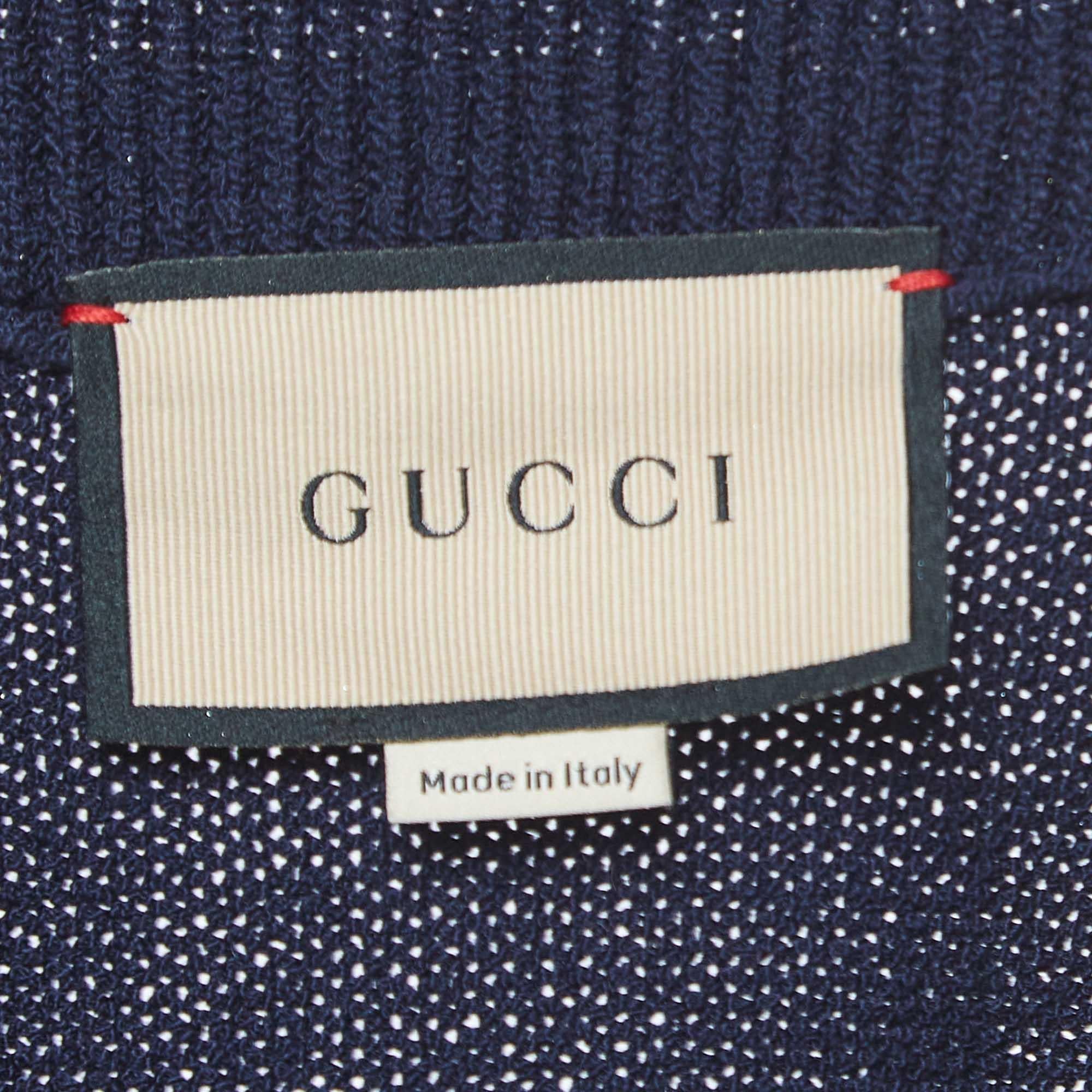 Women's Gucci Navy Blue Knit Polo Midi Dress XXL
