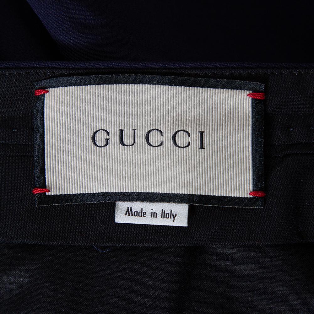 Black Gucci Navy Blue Knit Side Strip Trim Detail Bootcut Pants L