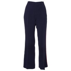 Gucci Navy Blue Knit Side Strip Trim Detail Bootcut Pants L