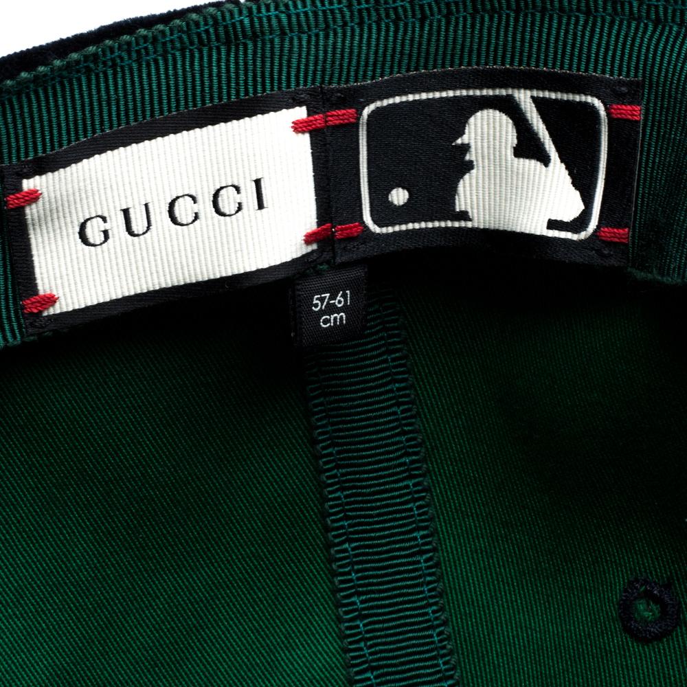 Gucci Navy Blue LA Embroidered Velvet Baseball Cap 1