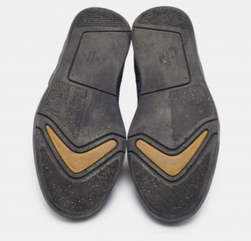 Gucci, scarpe da ginnastica alte in pelle blu navy e nylon con stampa di diamanti, misura 42,5 in vendita 2