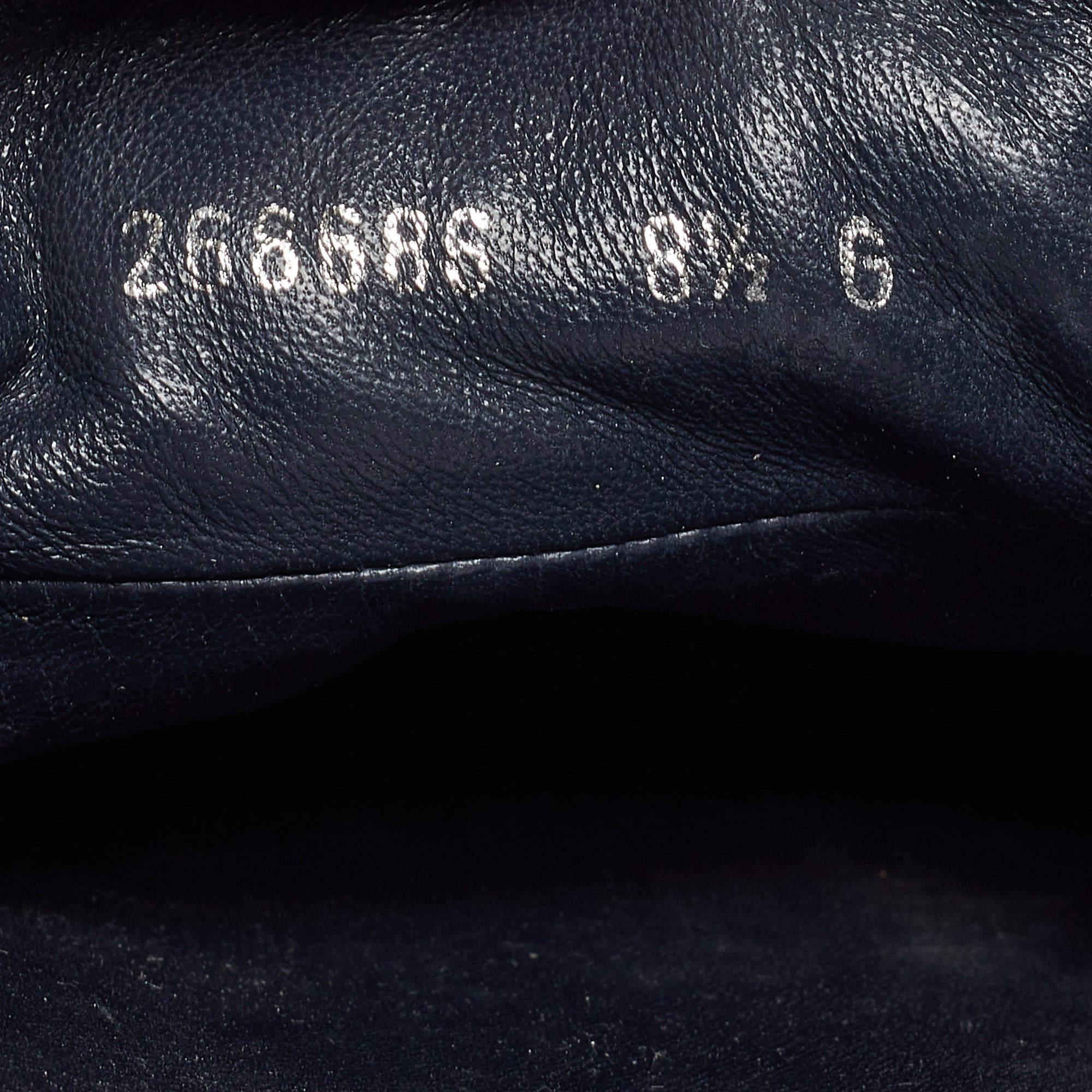 Gucci Navy Blue Leather and Diamante Web Print Nylon High Top Sneakers Size 42.5 3