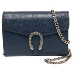Gucci Navy Blue Leather Dionysus Wallet On Chain