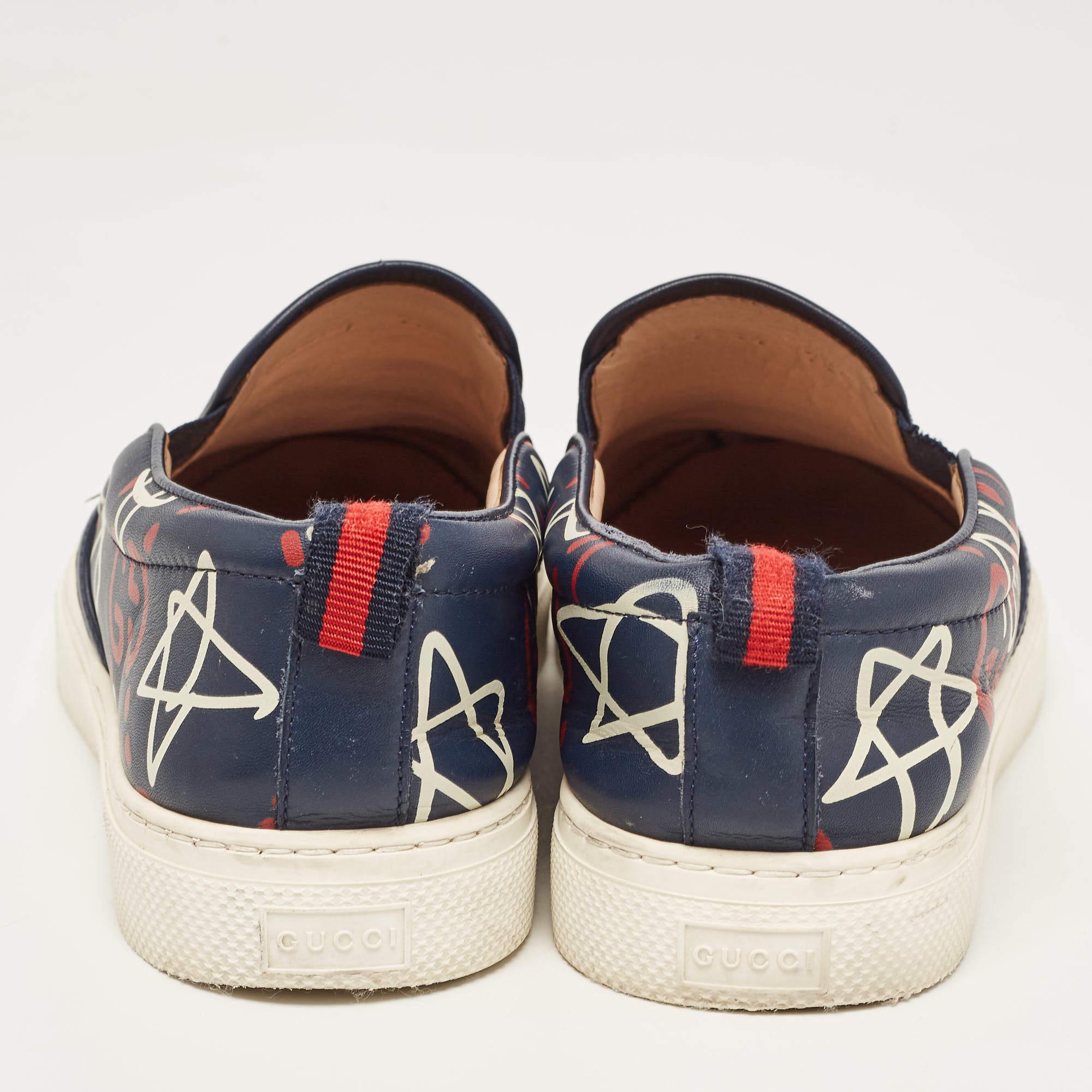 Men's Gucci Navy Blue Leather Dublin Ghost Sneakers Size 41.5 For Sale
