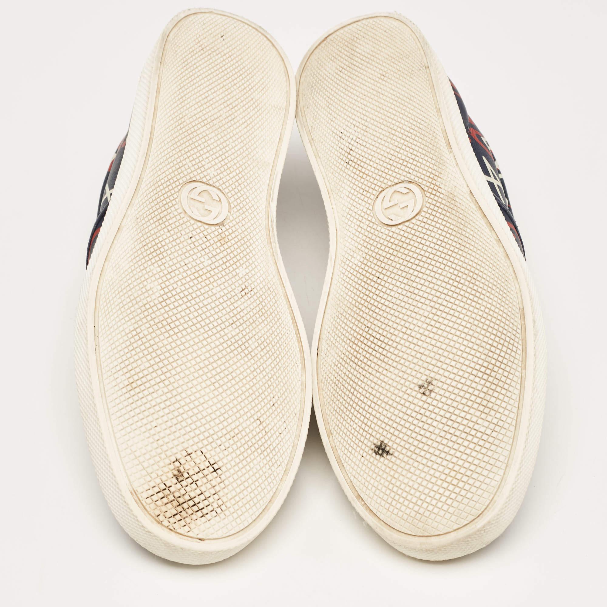 Gucci Navy Blue Leather Dublin Ghost Sneakers Size 41.5 For Sale 1