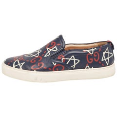 Gucci Navy Blue Leather Dublin Ghost Sneakers Size 41.5