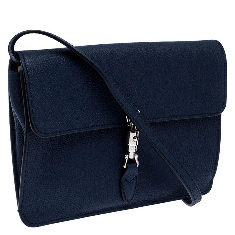 Black Gucci Navy Blue Leather Jackie Crossbody Bag