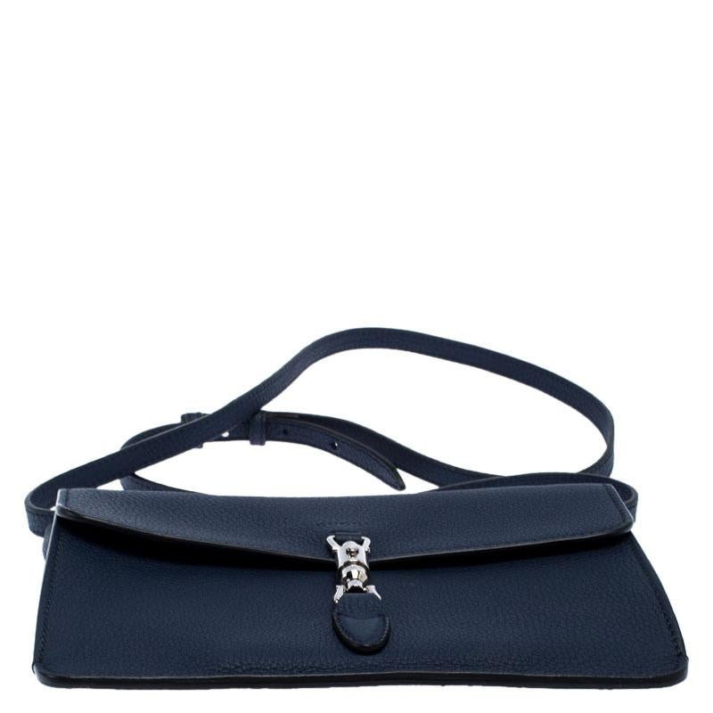 Gucci Navy Blue Leather Jackie Crossbody Bag In Excellent Condition In Dubai, Al Qouz 2