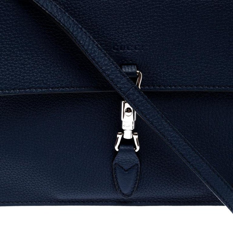 Gucci Navy Blue Leather Jackie Crossbody Bag For Sale at 1stDibs