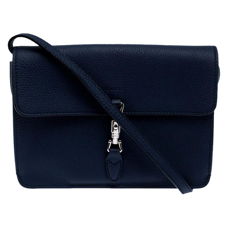 Gucci Navy Blue Leather Jackie Crossbody Bag