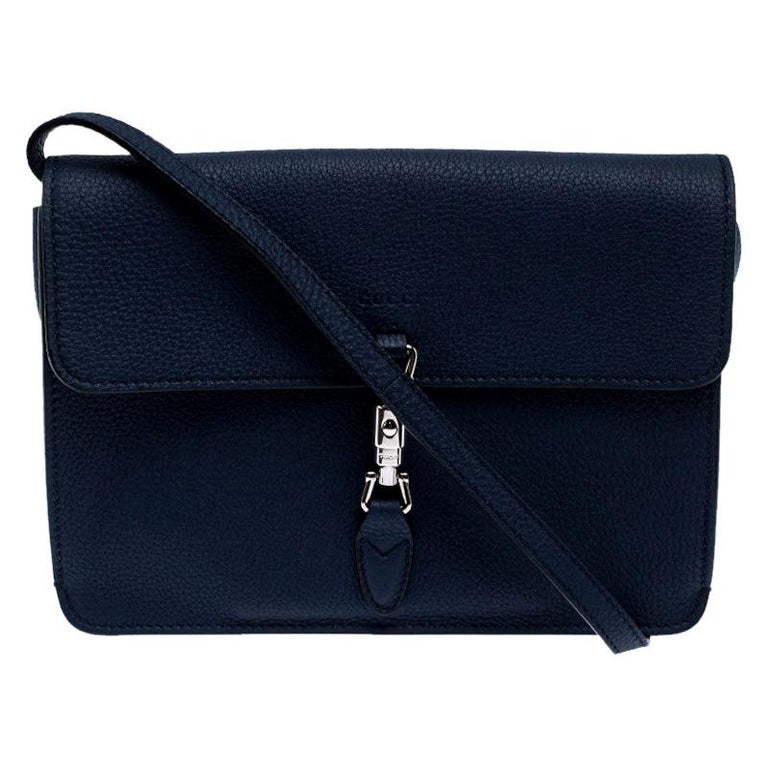 Gucci Navy Blue Leather Jackie Crossbody Bag For Sale at 1stDibs