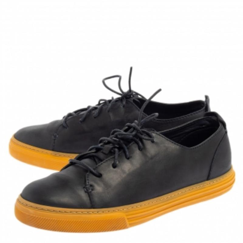 Black Gucci Navy Blue Leather Low Top Sneakers Size 42 For Sale