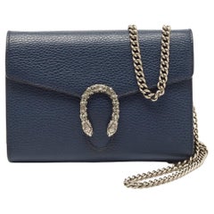 Used Gucci Navy Blue Leather Mini Dionysus Chain Bag