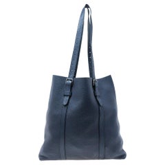 Gucci Navy Blue Leather Oversized Tote