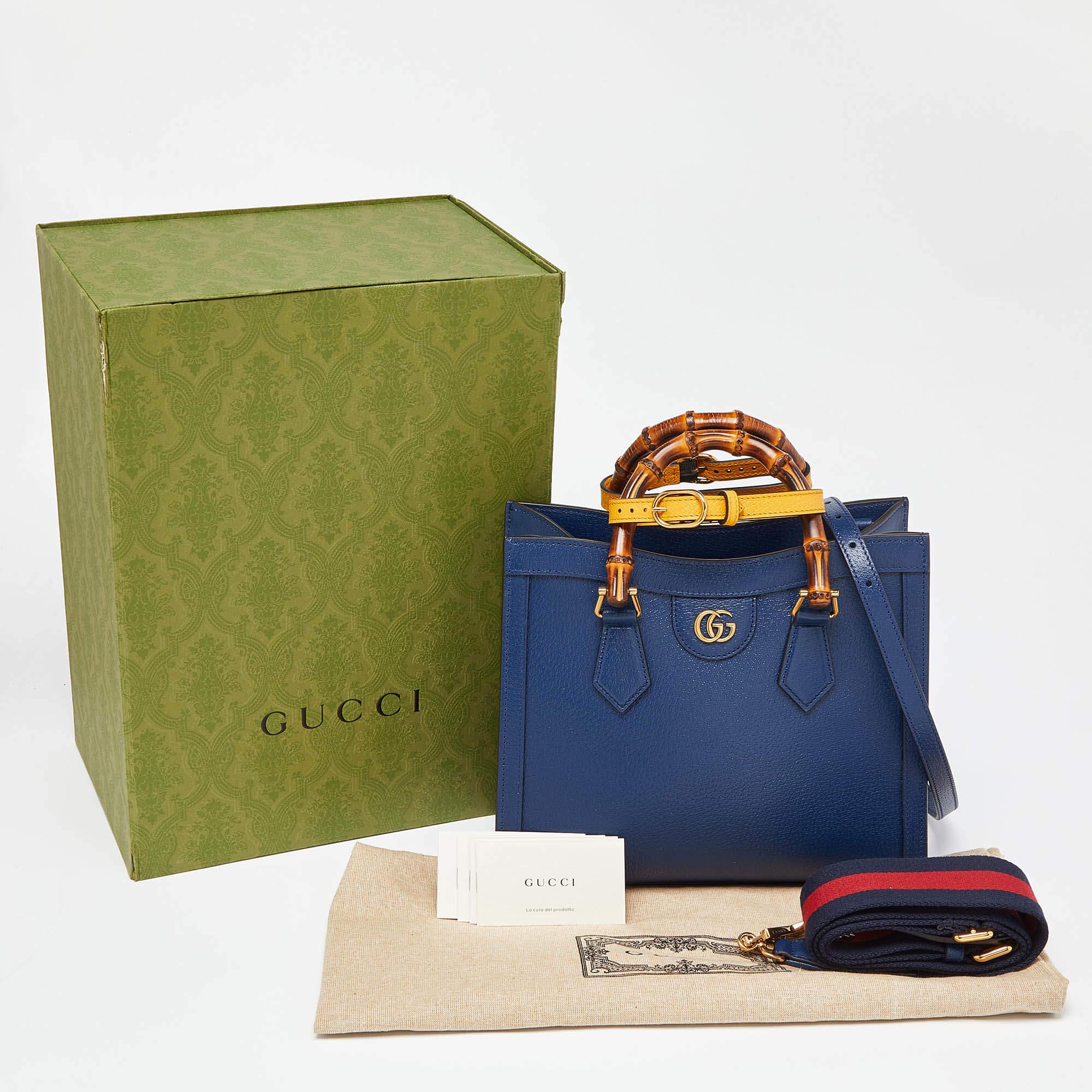 Gucci Navy Blue Leather Small Diana Tote 3