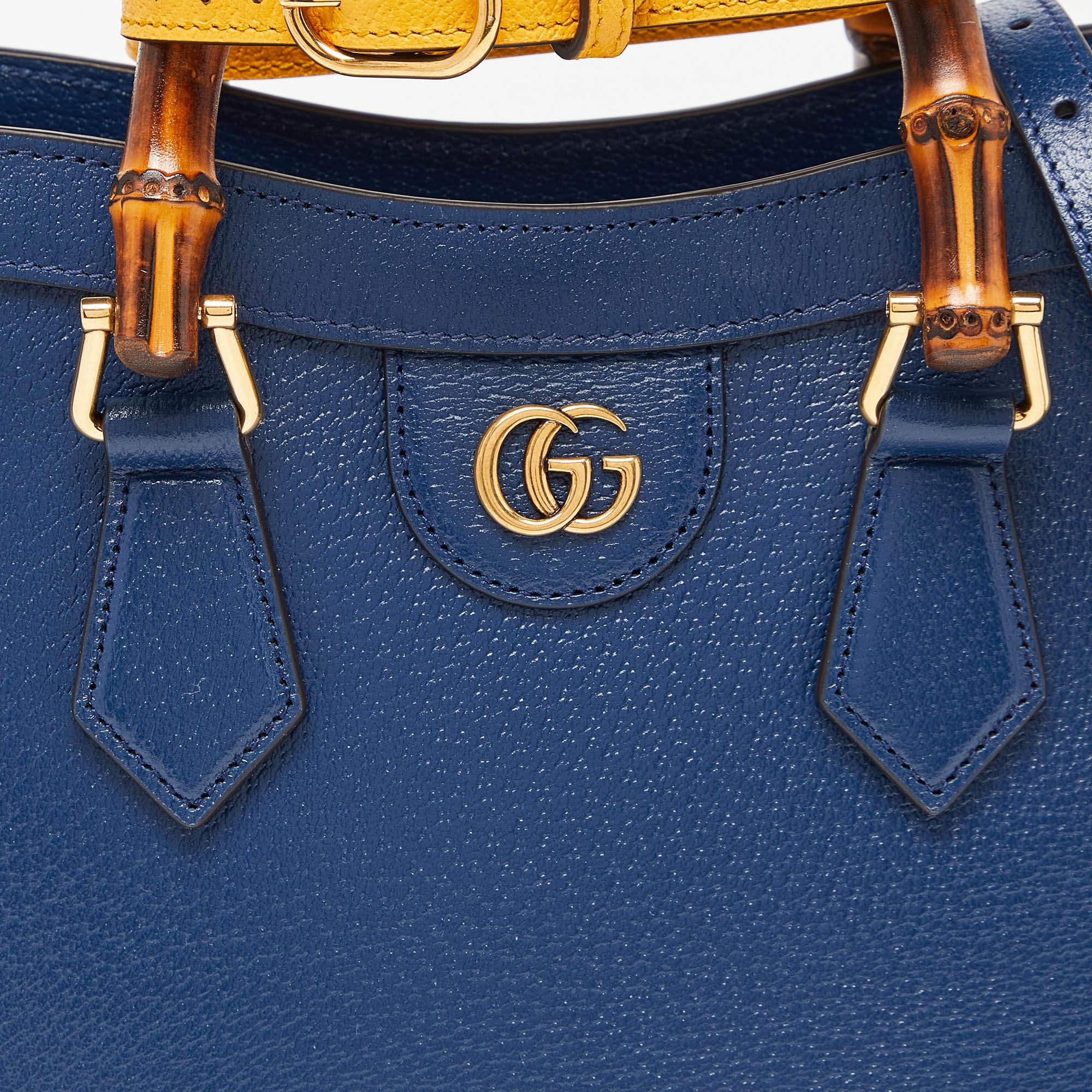 Gucci Navy Blue Leather Small Diana Tote 4