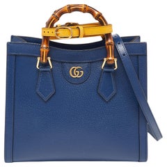 Gucci Navy Blue Leather Small Diana Tote