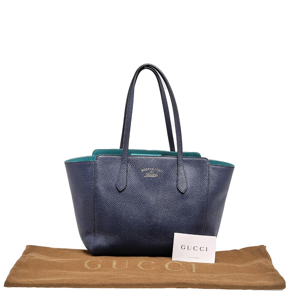 Gucci Navy Blue Leather Swing Tote 6