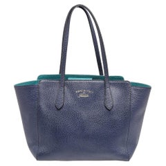 Gucci Navy Blue Leather Swing Tote