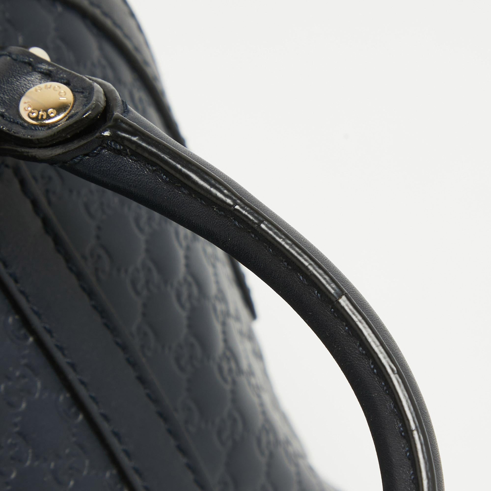 Gucci Navy Blue Micro Guccissima Leather Mini Dome Bag For Sale 6