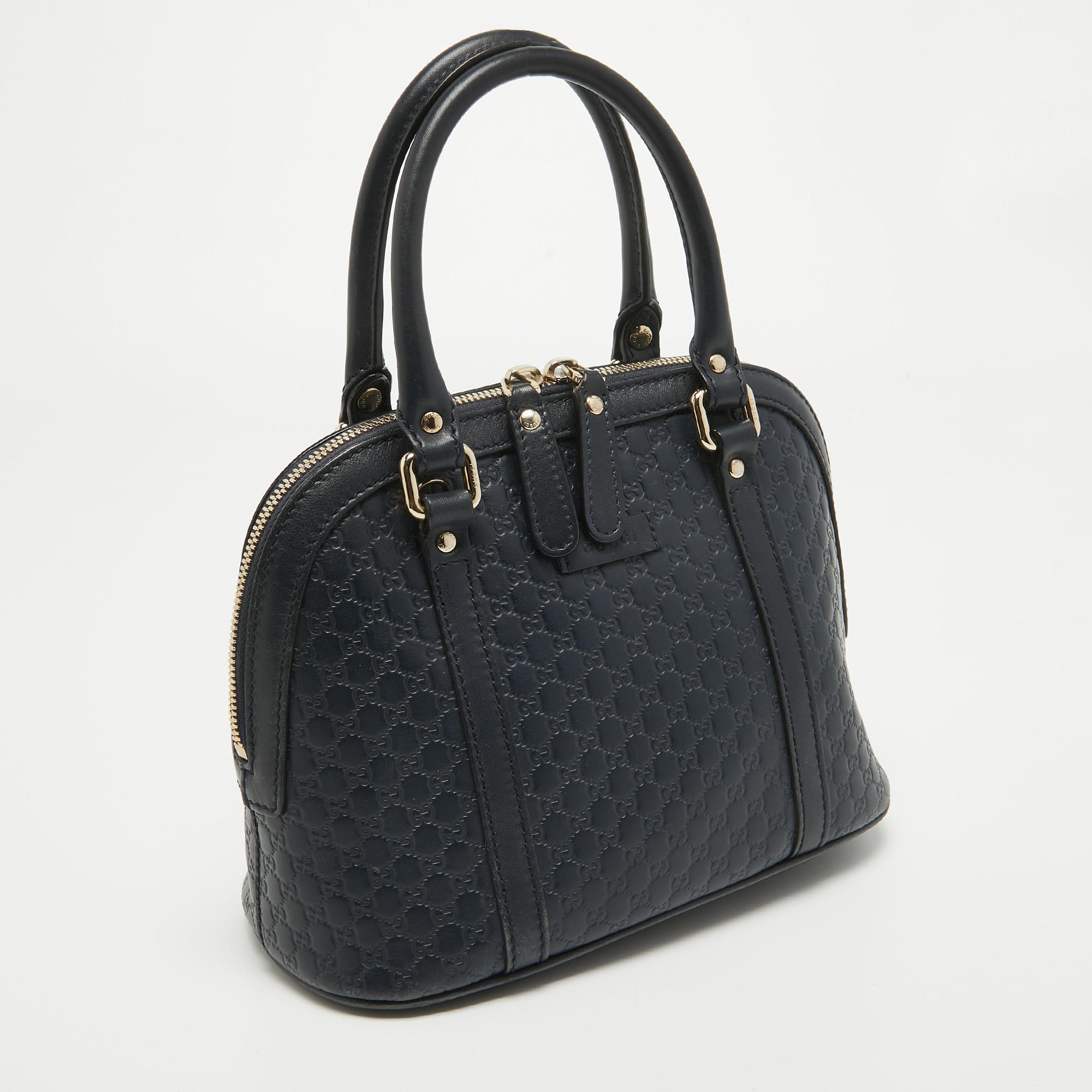 Women's Gucci Navy Blue Micro Guccissima Leather Mini Dome Bag For Sale