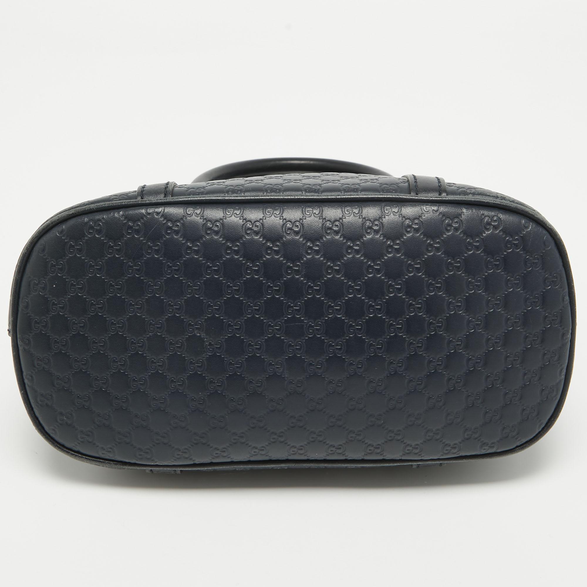 Gucci Navy Blue Micro Guccissima Leather Mini Dome Bag For Sale 2