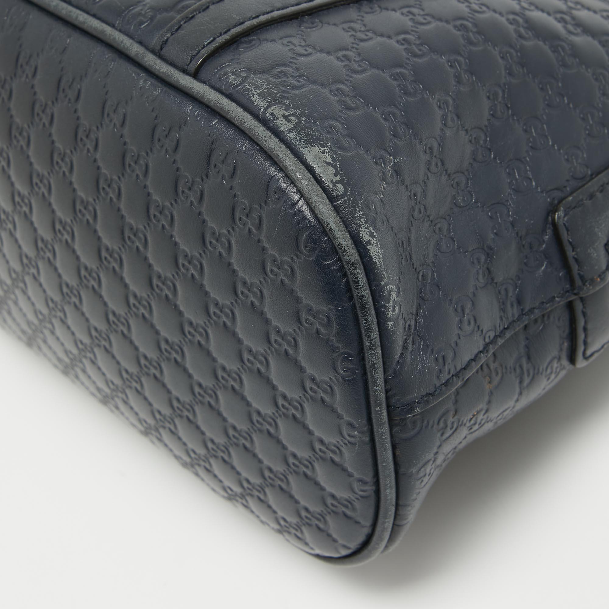 Gucci Navy Blue Micro Guccissima Leather Mini Dome Bag For Sale 4