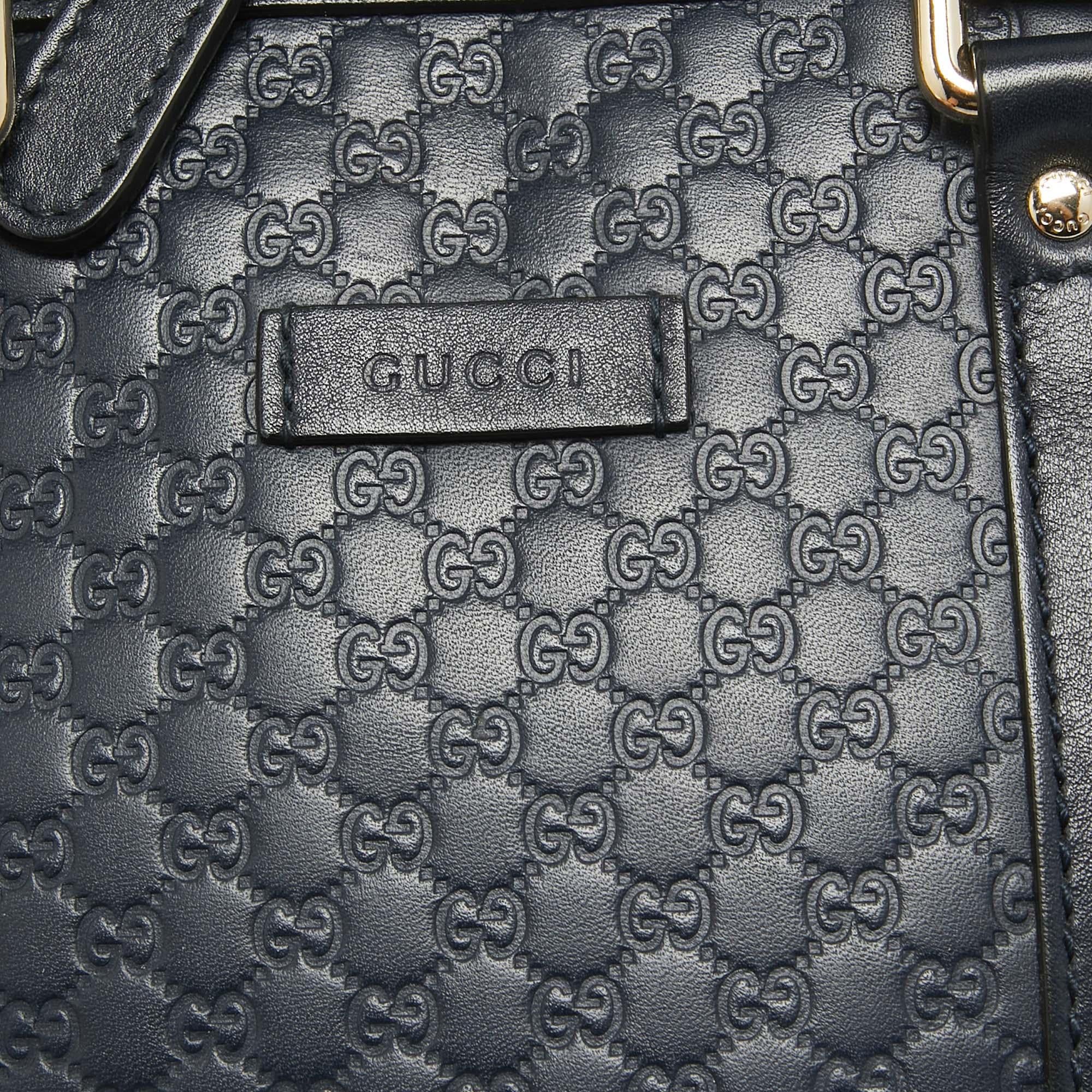 Gucci Navy Blue Micro Guccissima Leather Mini Dome Bag For Sale 5