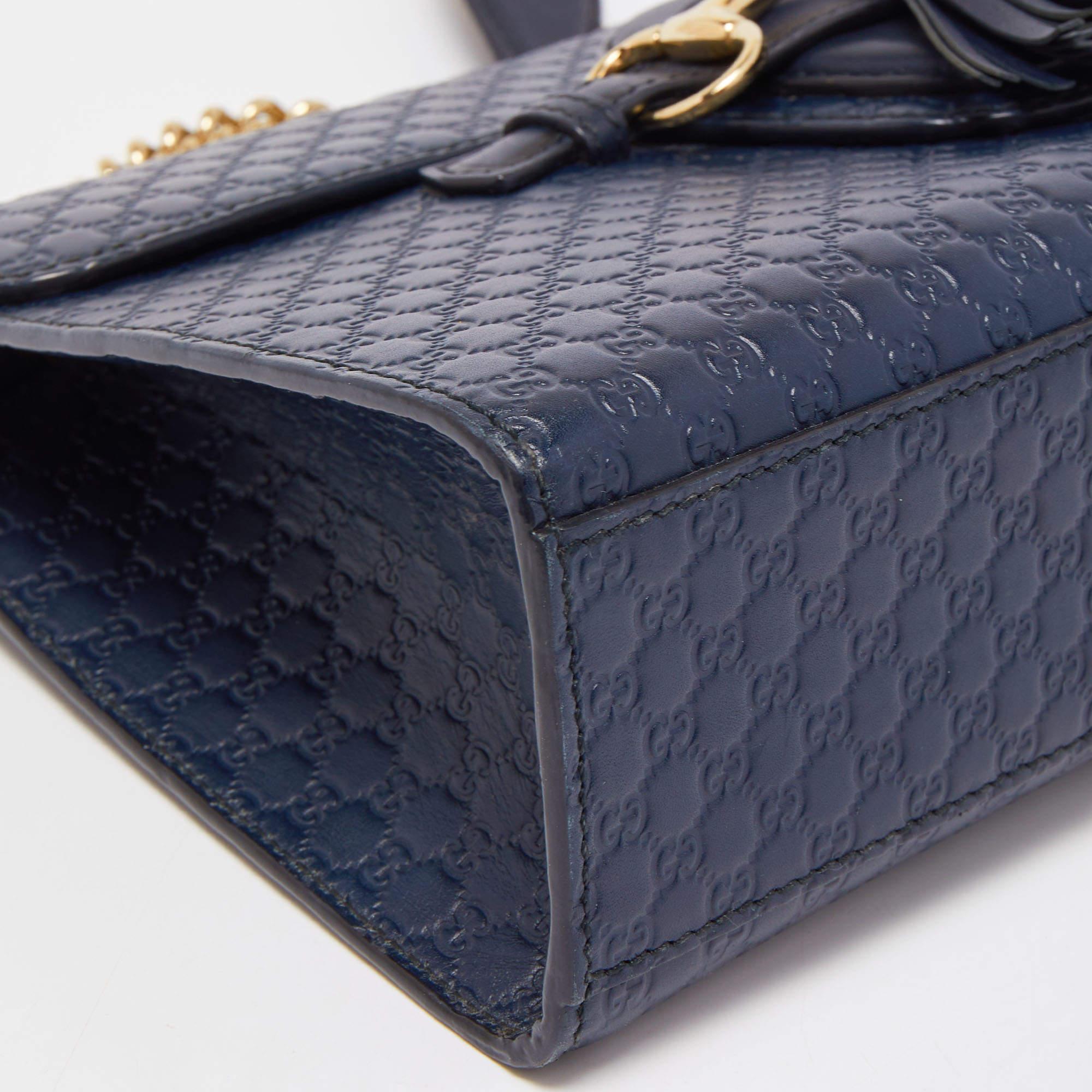 Gucci Navy Blue Microguccissima Leather Medium Emily Chain Shoulder Bag 4