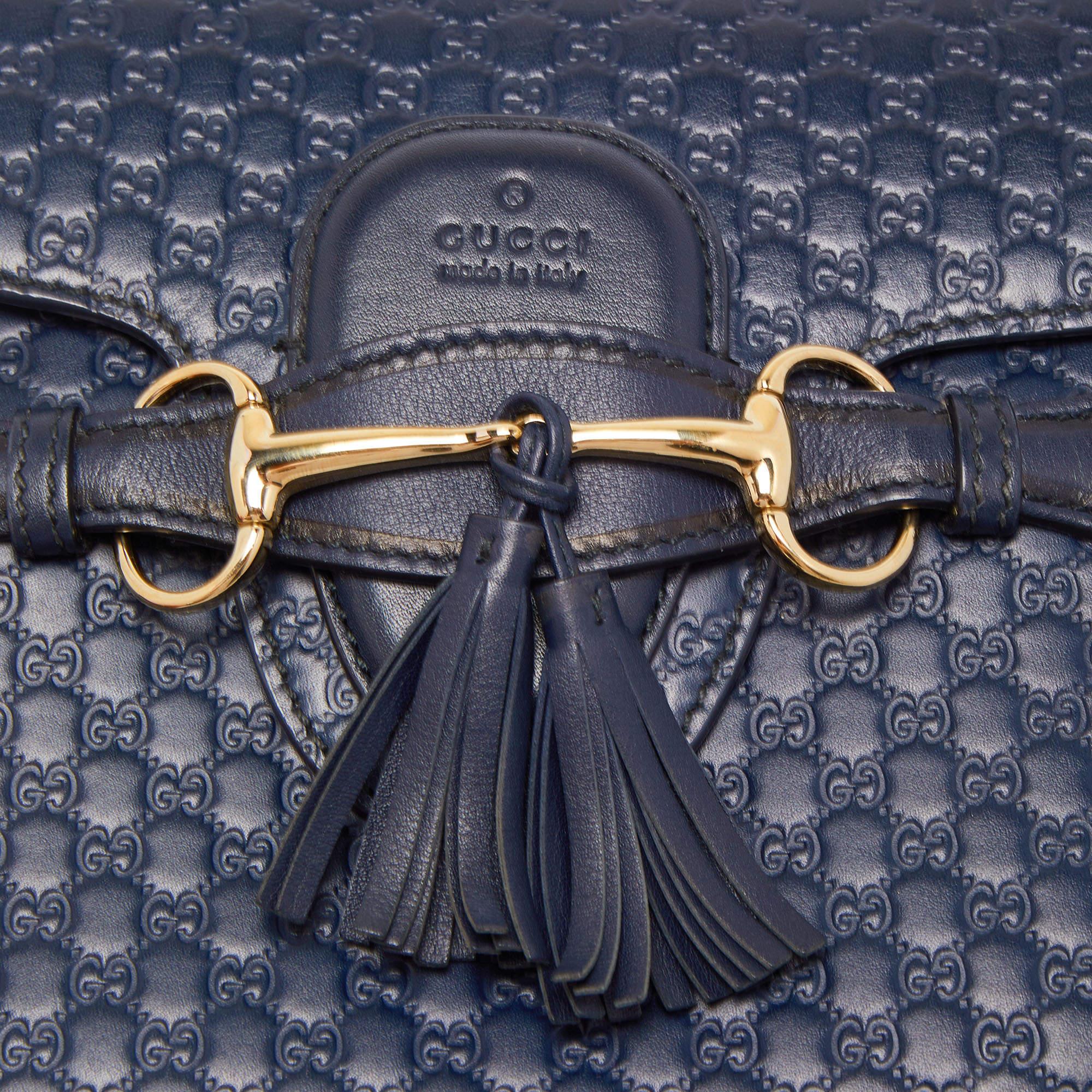 Gucci Navy Blue Microguccissima Leather Medium Emily Chain Shoulder Bag 5