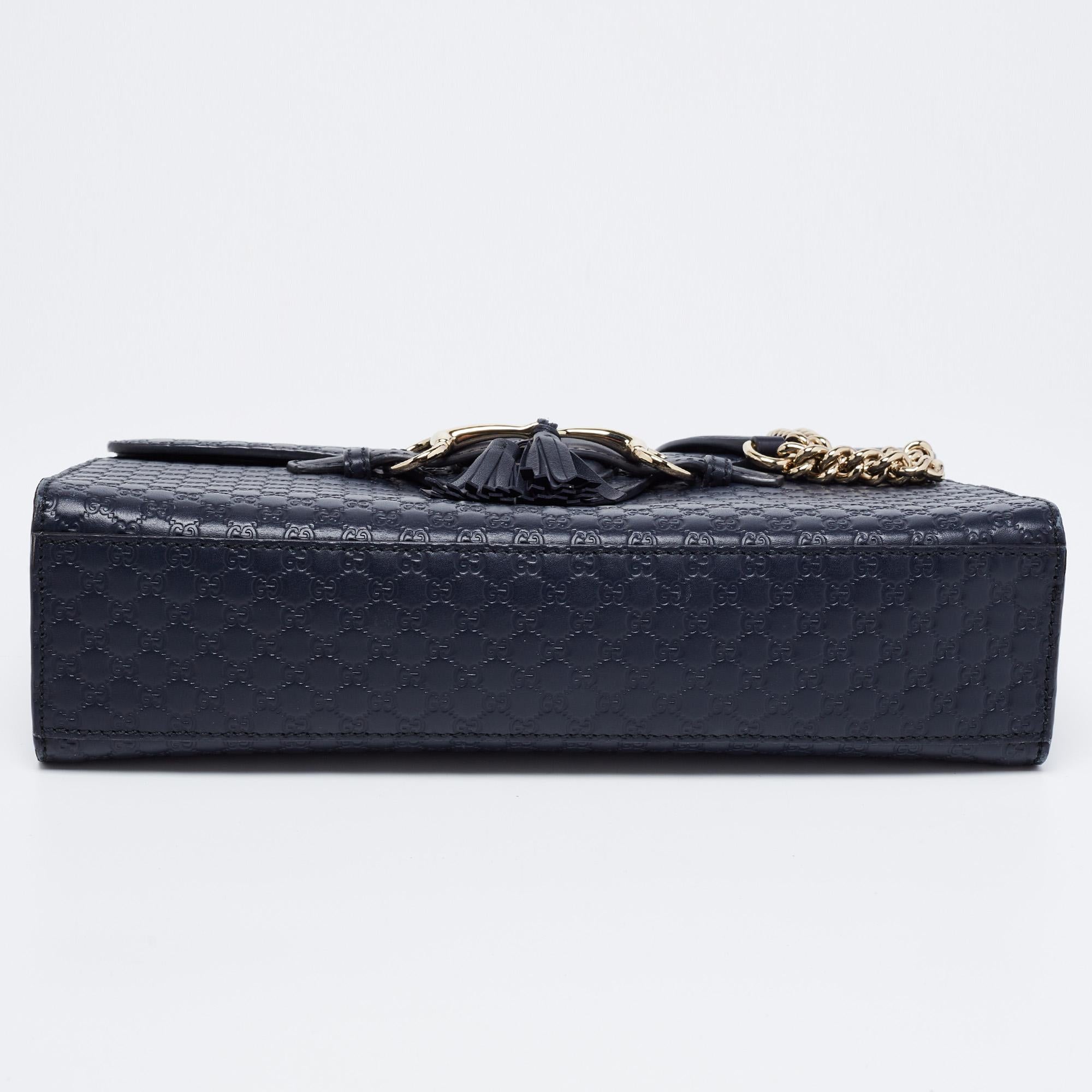Women's Gucci Navy Blue Microguccissima Leather Medium Emily Shoulder Bag